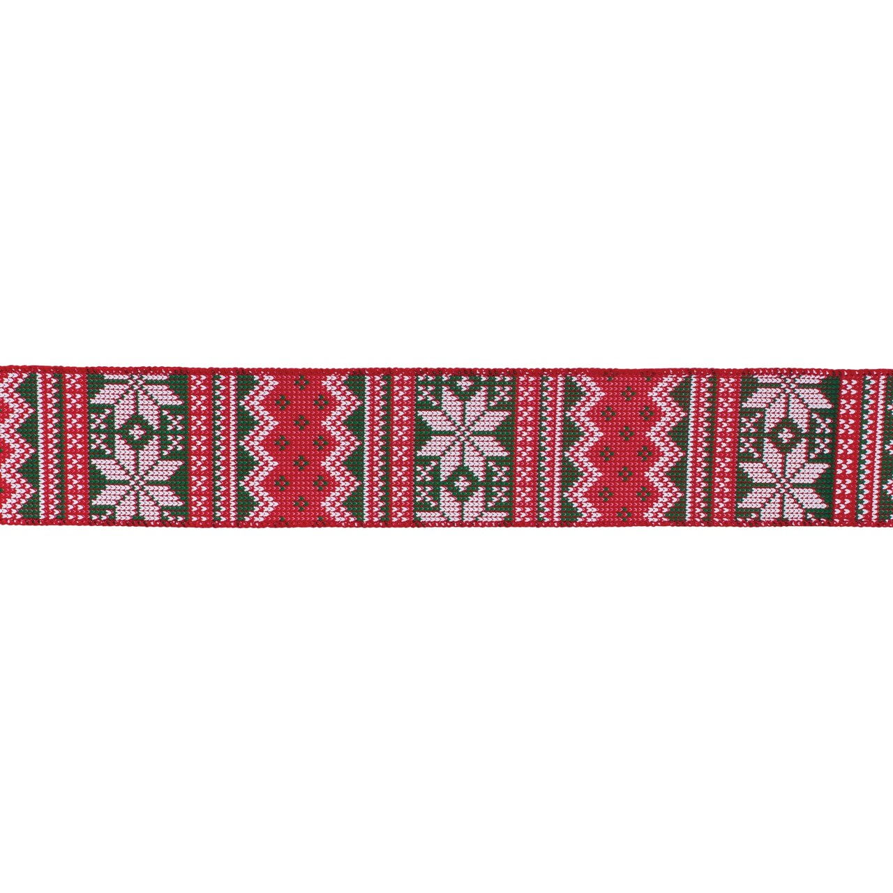 Melrose Red and Green Nordic Snowflake Wired Craft Christmas Ribbon 2.5&#x22; x 20 Yards
